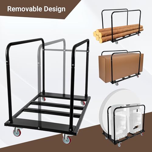 Eastrexon Folding Table Cart, Heavy Duty Table Dolly w/ 5" PU Swivel Wheels, Drywall Dolly Cart w/ 1800 LBS & 10 Table Cap...