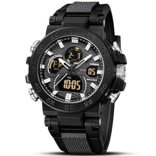 LN LENQIN Mens Watches Digital Military Watch for Men Stopwatch Army Survival Tactical Sports Outdoor Big Face Waterproof ...