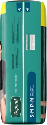 Depend Incontinence Underwear for Men, Small/Medium, 32 Count | Maximum Protection | Grey | Disposable | Pack of 2