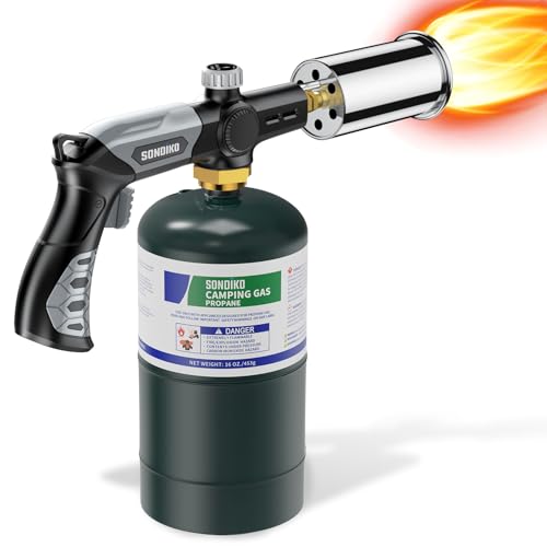 Sondiko Powerful Grill & Cooking Propane Torch L8010, Sous Vide, Campfire Starter, Adjustable Wood Torch Burner for Searin...