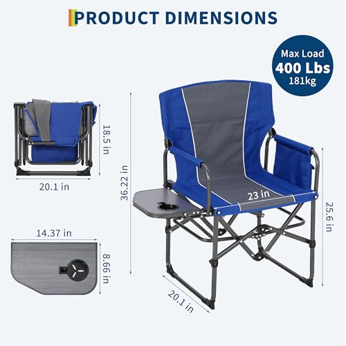 GarveeLife Oversized Directors Camping Chair, Portable Folding Chair for Adults Support 400 lbs, Heavy Duty Lawn Chair wit...
