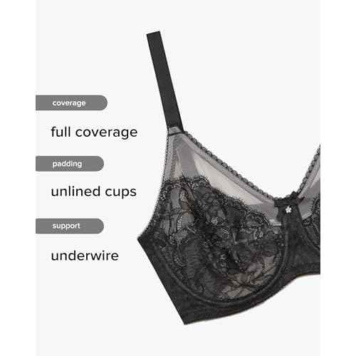 Wacoal Women's Retro Chic Unlined Mesh Full Coverage Underwire Bra, 855186