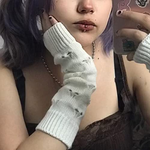 Ripped Crochet Gloves - Fairy Aesthetic Accessories (Brown)