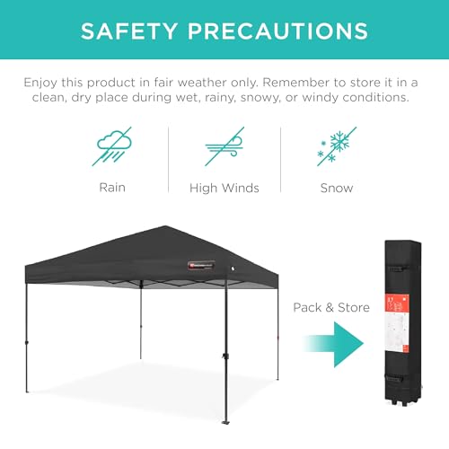 Best Choice Products 10x10ft 1-Person Setup Pop Up Canopy Tent Instant Portable Shelter w/ 1-Button Push, Case, 4 Weight B...