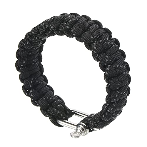 Survival Paracord Bracelets, Multi-purpose Parachute Cord Bracelet Party Favors Camping Gifts Outdoor Wraps for Men, Black