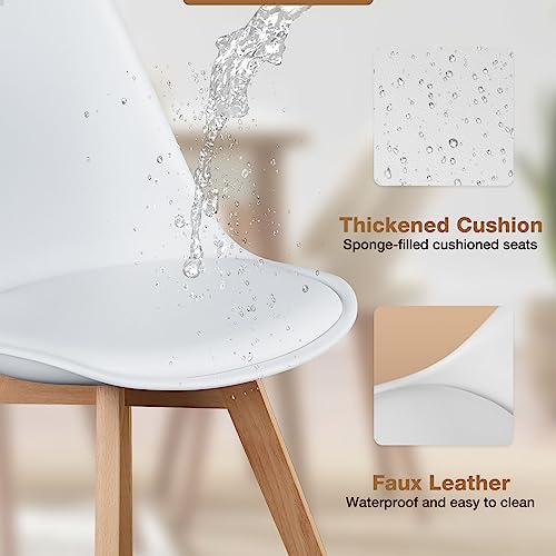OLIXIS Set of 4 Dining Kitchen Mid-Century Modern Chairs with Wood Legs and PU Leather Cushion for Living Room Bedroom Out...