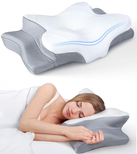 Ultra Pain Relief Cooling Pillow for Neck Support, Adjustable Cervical Pillow Cozy Sleeping, Odorless Ergonomic Contour Me...