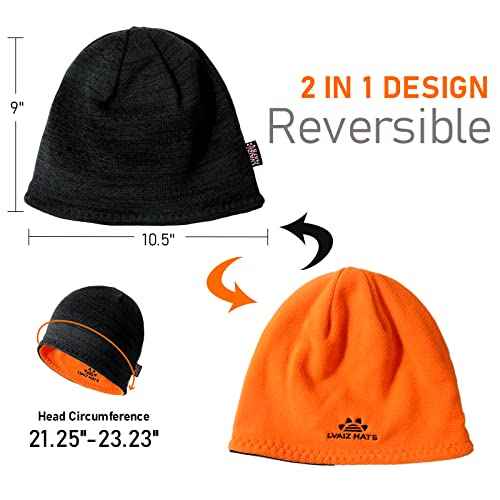 Lvaiz Winter Fleece Lined Knitted Beanie Hats for Men Reversible Windproof Watch Hat Warm Skull Cap for Women