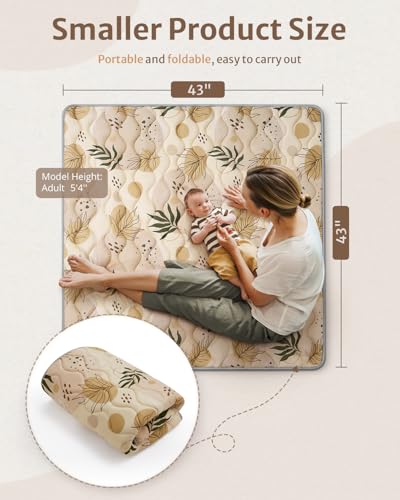 Blissful Diary Portable Baby Play Mats for Floor, Thick Cushioned Foldable Baby Crawling Mat for Indoor Outdoor, Non-Slip...