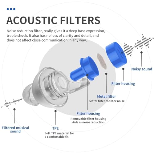 LYSIAN High Fidelity Concert Ear Plugs for Music- 2 Pairs Reusable Musicians Earplugs for Noise Cancelling, Concert Festiv...