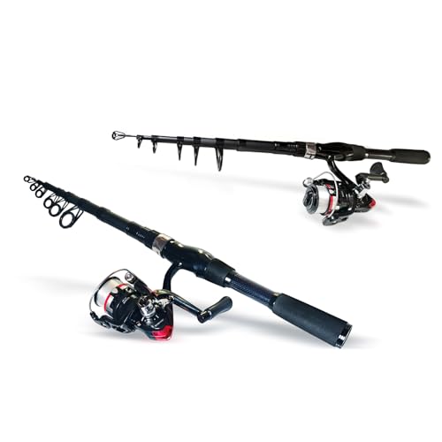 Telescopic Fishing Pole Combo, 2PCS 6.89ft Carbon Fiber Fishing Rods Spinning Reels Set，Full Kit with Fishing Pliers Lures...