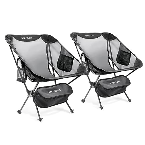 WTVIDAS Camping Beach Chairs 2 Pack,Compact Backpacking Chairs,Full Breathable Mesh,Ultralight Aluminum Camp Chairs for Ba...