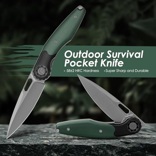 FINTISO Pocket Knife 3.5" Folding Knife Premium 14C28N Blade, Bicolour G10 Handle Design with Pocket Clip for Men Women, S...