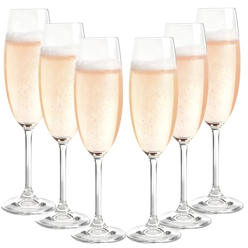 TOLASTO Crystal Champagne Flutes 7oz/200ml, Champagne Glasses Set of 6, Gift for Birthday, Wedding, Christmas, Clear Spark...
