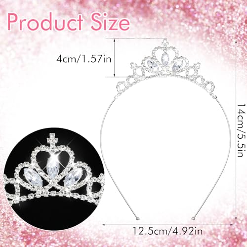 AUZUO Princess Crown Tiara, Crystal Tiaras for Women Pageant Crown Rhinestone Headband Silver Crystal Tiara Hair Accessori...