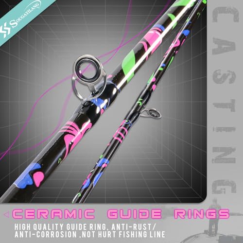 Sougayilang Fishing Rod, 2-Piece Graphite Composite Blank/Fiber Glass Spinning & Casting Rod with EVA Grip, Smooth Transit...