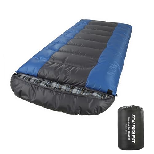 SCALERQUEST XXL Extra Wide Big Tall Flannel Sleeping Bag for Adults 0 Degree Winter Cold Weather Sleeping Bag Warm for Cam...