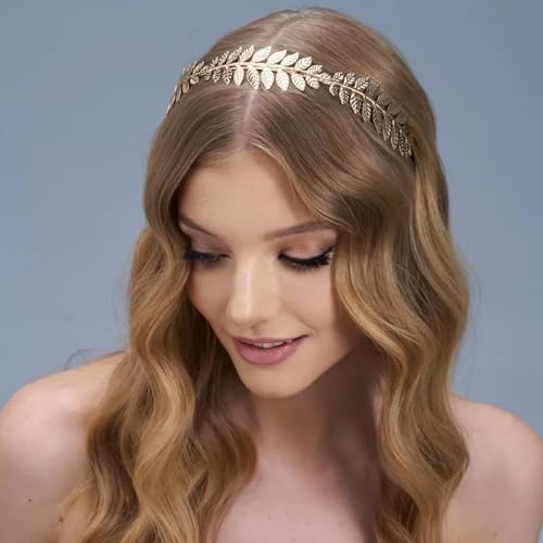 5 Pieces Greek Goddess Costume Accessories Set, 1 Piece Golden Leaf Crown Headband, 2 Pieces Coil Upper Armband Bracelet, ...