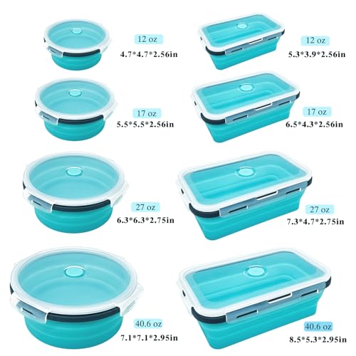 Epinke 8 Collapsible Food Storage Containers With Lids, Rv Collapsible Bowls, Silicone Food Storage Containers, Camping Fo...