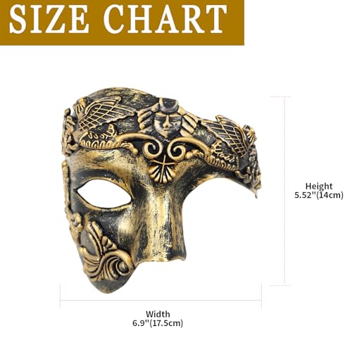 OIDEA Masquerade Mask for Men: Vintage Half Face Roman Warrior Phantom Of The Opera Masks Mardi Gras Carnival Venetian Mask
