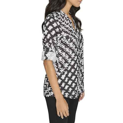 Calvin Klein Womens Printed Long Sleeve Blouse