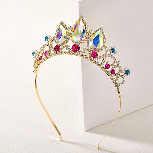 SWEETV Princess Tiaras for Little Girls, Kids Dress-up Crown Headband, Birthday Wedding Halloween Cosplay Hair Accessories