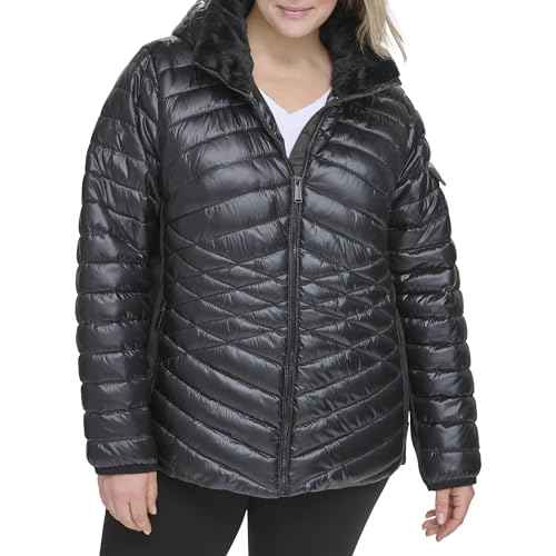 Calvin Klein Women's Performance Outerwear,Metallic Black,2X
