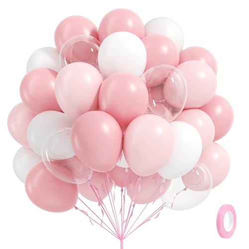 60pcs Light Pink Balloons with Clear Pastel Pink and White Balloons for Wedding Bridal Baby Shower Shower Birthday Party D...