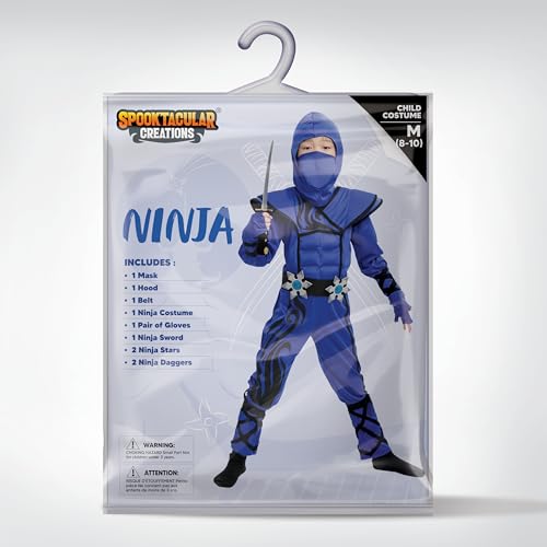 Spooktacular Creations Kids Halloween Ninja Costume, Ninja Costume for Boys, Teen Halloween Costumes for DressUp Themed Party