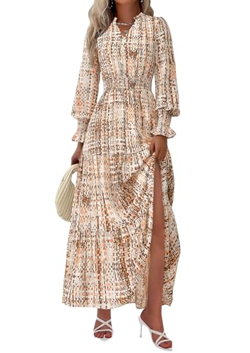 PRETTYGARDEN Women's Floral Maxi Dress 2026 Fall Long Sleeve V Neck A Line Long Flowy Spring Party Boho Dresses