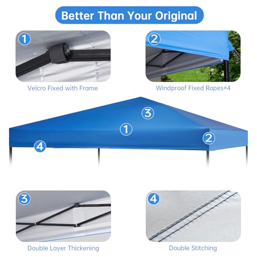 10×10 Canopy Replacement Top, Pop Up Canopy Replacement Tent Cover for Straight Leg Frame, Waterproof Canopy Top Cover for...