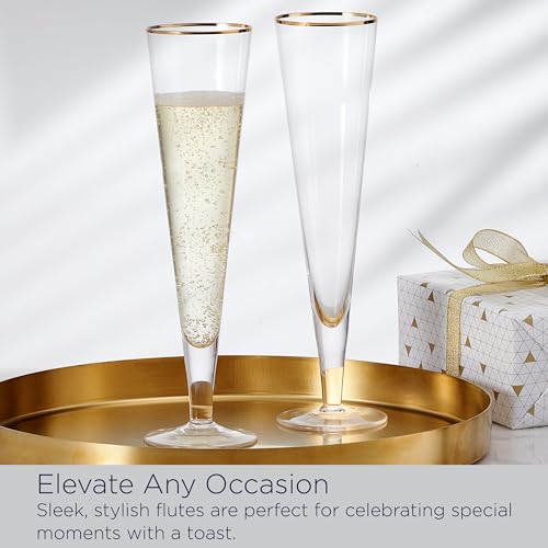 Mikasa Gold Rim Wedding Anniversary Champagne Toasting Flutes Gift Boxed, Set Of 2, 8 Ounce