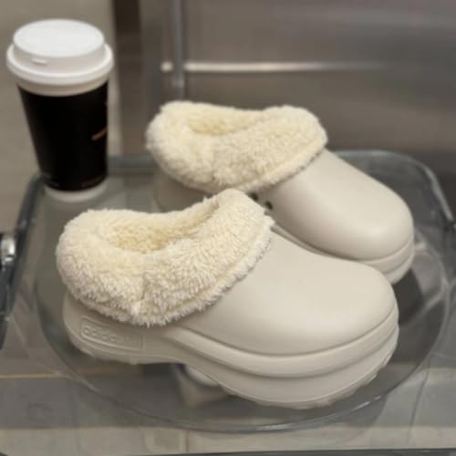 1Pair Removable Fleece Lined Clog Slipcovers, Short Fleece Lining Thickened Insole, for Chef Shoes Kitchen Indoor Outdoor,...