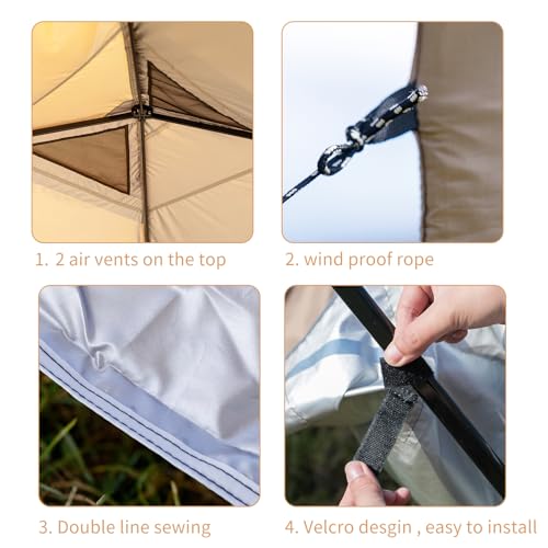 MOQI 10x10 Canopy Replacement Top Cover with 2 Air Vents, Silver Coated Waterproof 150D Oxford Fabric Pop Up Tent for Stra...
