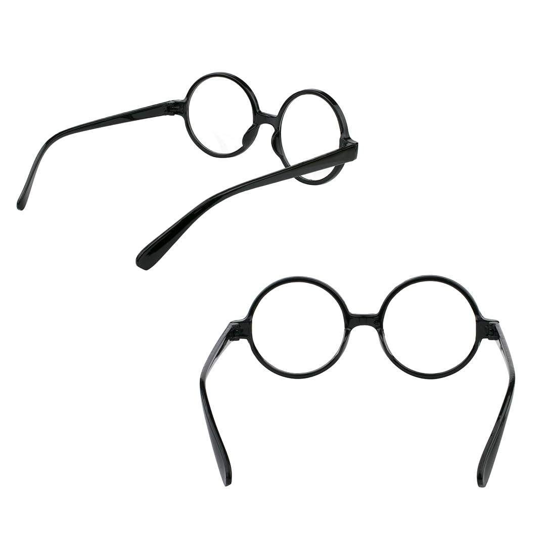 Kangaroo Round Wizard Glasses – Round Harry Potter Glasses for Kids – Black-Rimmed Round Glasses – Nerd Glasses for kids Halloween Party - Wizard Costume Plastic Glasses for Adults, Men and Women