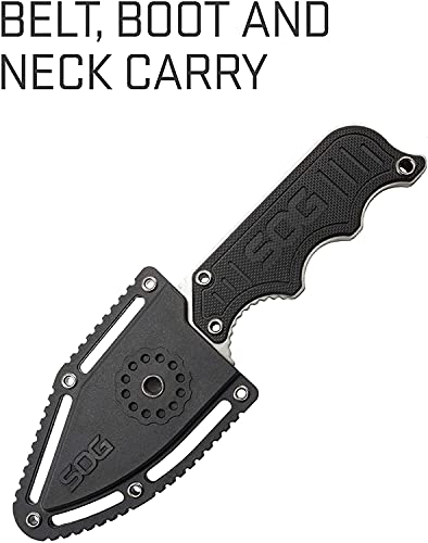 SOG Small Fixed Blade Knife - Instinct Boot Knife, EDC Knife, Neck Knife, 2.3 Inch Full Tang Blade w/ Knife Sheath and Cli...