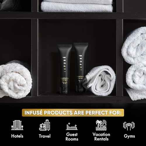 Black Hotel Toiletries Bulk | 1 oz Conditioning Shampoo Travel Size | For Hotels, Vacation Rentals, Gym, Luxury, Airport | Case of 20