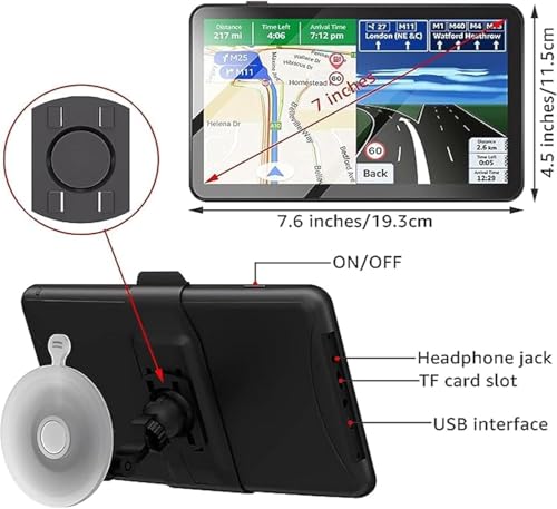 GPS Navigator for Car, Latest 2025 Map 7-inch Touch Screen 16GB GPS Navigation System,Truck GPS Navigation System,Voice Gu...