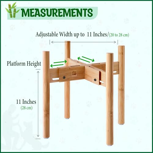 Dog Bowl Stand for Large Breed - 14-inch High, Adjustable Sideways to Fit Various Sizes of Pet Food/Water Bowls, Slow Feed...