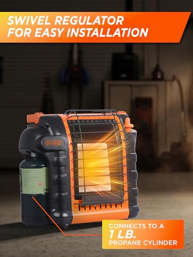 Commercial Heat 9000 BTU Portable Propane Heater for Outdoor or Indoor Use, Patio Heater for Up To 300 Sq. Ft., 2 Heat Set...