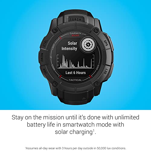 Garmin Instinct 2X Solar - Tactical Edition, Rugged GPS Smartwatch, Built-in Flashlight, Ballistics Calculator, Solar Char...