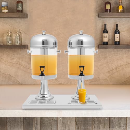 3.52 Gallon Drink Dispenser with Ice Core, Stainless Steel Large Beverage Dispenser with Stand & Drip for Cold Drinks, Jui...