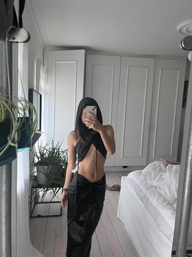 ST.Manrdy Y2k Sleeveless Hooded Crop Top for Women - Sexy Rave Outfit, Streetwear Festival Top