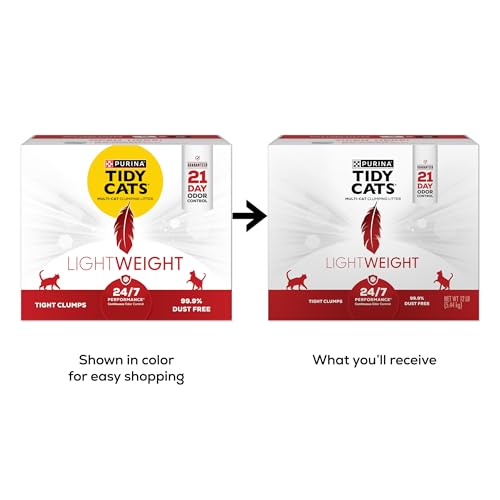 Purina Tidy Cats Lightweight, Low Dust, Clumping Cat Litter Odor Control 24/7 Performance Multi Cat Litter - 12 lb. Box
