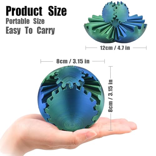 Gear Sphere, 3D Printed Gearsphere - The Steampunk Whirling Wonder Fidget Gear Ball, Gearsphere Cube Fidget Toy for Office...