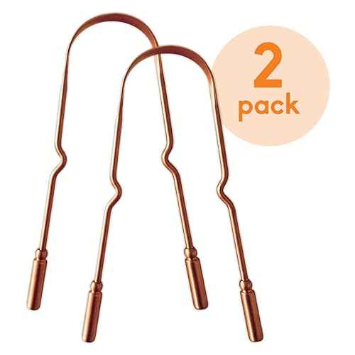 The Humble Co. Copper Tongue Scraper ? 100% Copper Tongue Cleaner, For Superior Oral Care, Dental Hygiene and Tongue Cleaning, Helps Eliminate Bad Breath, BPA Free (2pk)