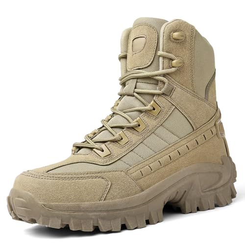 Men's Orthopedic Support Work Boots with Side Zipper, Waterproof Non Slip Lightweight Comfortable Combat Boots for Outdoo...