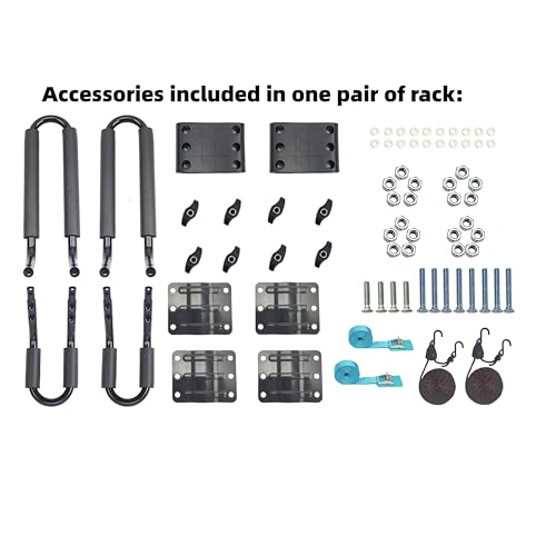 2 Pairs Heavy Duty Kayak Rack-Includes 4 Pcs Ratchet Tie-Mount on Car Roof Top Crossbar-Easy to Carry Kayak Canoe Boat Sur...
