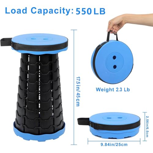 VOLIXOD Foldable Telescoping Stool Portable, Retractable Stool for Adults, Upgraded Collapsible Folding Seats with Load Ca...