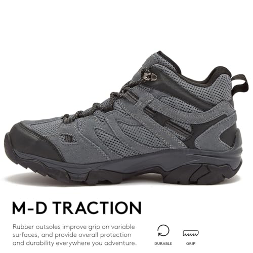 HI-TEC Ravus WP Mid Waterproof Hiking Boots for Men, Lightweight Breathable Outdoor Trekking Shoes